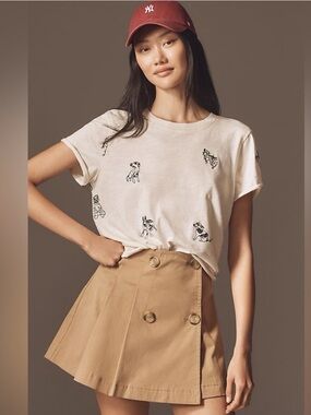 Maeve Anthropologie The Caitlin Embroidered Boxy Tee Dogs